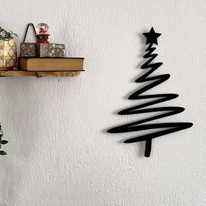 Décoration Murale en Métal Arbre de Noël – Art Abstrait Minimaliste en Fil Métallique – Décoration Suspendue Moderne pour Salon – Décoration de Fêtes - Product Image 5