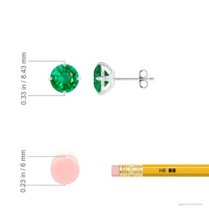 Natural Round Emerald Stud <b>Earrings</b> 14kt White Gold Solitaire Four Prong <b>Fine</b> Jewelry for Women OEM ODM Wholesale Gift for Her - Product Image 3