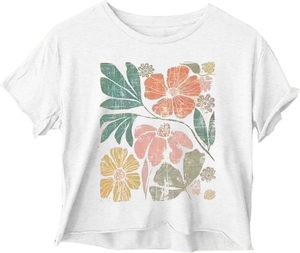 Camiseta Corta Gráfica para Mujer con Estampado de Flores Silvestres, Manga Corta, Cuello Redondo, Casual, Holgada, de Verano - Proveedor Mayorista - Product Image 4