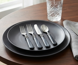 Vintage Flatware <b>Set</b> With <b>Black</b> Handles And Silver Plated <b>Cutlery</b> For Wedding Tabletop And Restaurant Use - Product Image 4