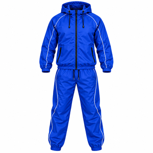 Ensemble de survêtement décontracté deux pièces pour homme en tissu mémoire de polyester tissé, coupe-vent et pantalon, avec logo personnalisé, collection automne 2026 - Product Image 6
