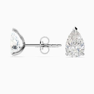 2 Ct Pear Cut Lab Grown Diamond Prong Solitaire Unisex Stud Earrings 14k Solid White Gold 1.75g Luxury Certified Wedding - Product Image 3