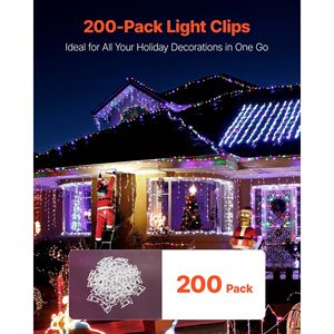 Lot de 200 pinces lumineuses de Noël résistantes aux intempéries pour éclairage extérieur de vacances crochets suspendus pour bardeaux gouttières C3 C4 lumières de Noël - Product Image 2