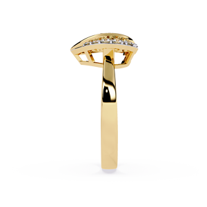 Anillo de oro macizo de 14k con diamante de corte redondo en forma de corazón para mujer, diseño de flor, para regalo, compromiso, aniversario, boda - Product Image 3