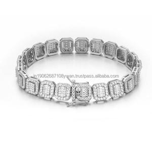 Pulsera de Hip Hop Iced de alta calidad de lujo para hombre Baguette Moissanite Diamond Sparkling Iced Declaración para fiestas Cierre de cierre - Product Image 1