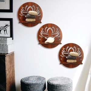 Modern <b>Floating</b> Square Bamboo Storage Trays Eco-Friendly Wedding <b>Wall</b> Mounted Display for Living Room Bedroom Home Decor Storage - Product Image 3