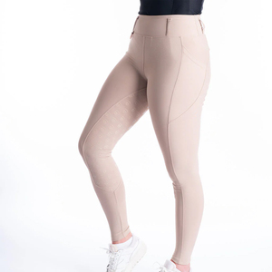 Pantalones de equitación de punto para mujer, de cintura alta, elásticos en cuatro direcciones, con bolsillos, de color liso, de largo completo, ecológicos y de secado rápido. - Product Image 4