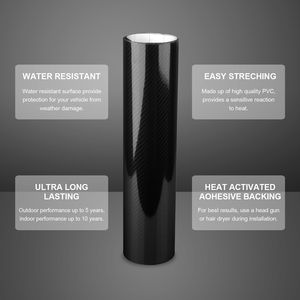 7D High Gloss Black Carbon Fiber Vinyl Wrap Film <b>Roll</b> <b>Bubble</b> Free Air Release for Cars Laptops Phones - Product Image 2