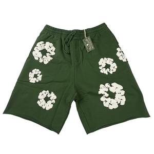 Pantalones Cortos Deportivos para Hombre con Estampado Floral Verde, Cintura con Cordón Ajustable, Estilo Casual, 100% Algodón, Tela Oxford Transpirable - Product Image 1