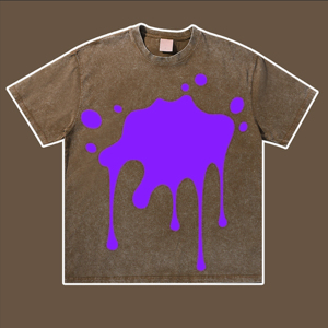 Camiseta Gráfica de Gran Tamaño para Hombre, Diseño de Salpicaduras de Pintura, Estilo Urbano, Impresión Personalizada, Etiqueta Privada, OEM, ODM - Product Image 1