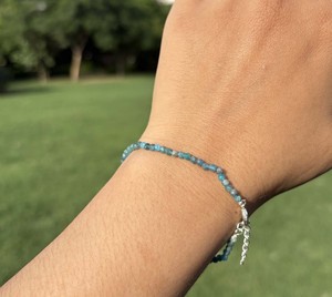 Wholesale Blue Apatite <b>Bracelet</b> Fine Gemstone <b>Bead</b> <b>Bracelet</b> with 925 Sterling Silver Extension Chain for Women - Product Image 4