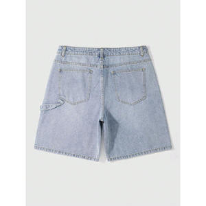Shorts en jean taille haute pour femme, coupe ample, avec poches, délavé, style décontracté d'été, design patchwork - Product Image 2
