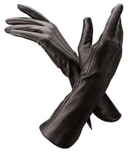 Gants de soirée élégants en cuir rouge foncé pour femmes, avec doublure douce, coutures raffinées et coupe classique de luxe au poignet. - Product Image 5