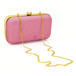 Magnifiques designs brillants, pochette rose pour femme, sac à main de soirée avec chaîne détachable pour femmes. - Product Image 3