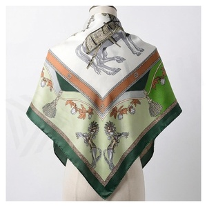 Elegant Women's <b>Square</b> Silk <b>Scarf</b> With Horse Pattern Multi-Functional Fashion Accessory All Seasons - Product Image 2