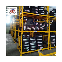 Carro de Almacenamiento Industrial Plegable y Apilable de 5 Niveles con Ruedas, Estantes Metálicos para Almacenamiento de Carga y Neumáticos
