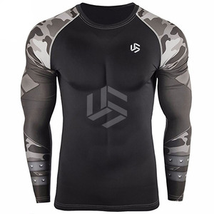 High Quality <b>Men's</b> <b>Compression</b> <b>Shirts</b> Custom Made with Knitted Fabric Breathable Anti-UV Quick Dry Best Selling OEM Service - Product Image 2