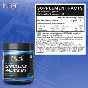 Poudre de Malate de Citrulline 200g Micronisée Mélange d'Acides Aminés 2:1 Sans Arôme Complément Alimentaire en Pot HDPE pour Adultes - Product Image 2