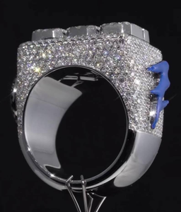 Bague carrée Moissanite Iced Out pour homme, bijoux Hip Hop, bague statement pavée, luxe, bling, cadeau tendance pour lui, style urbain audacieux, très prisée - Product Image 2