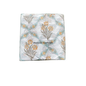 Tela con estampado de bloques florales de algodón indio para ropa de mujer, Túnica Maxi, caftán, vestido textil, pijama, cubierta, Material de cortina para niños - Product Image 1