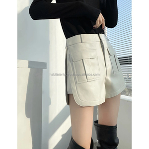 Women Clothing Short Maker Custom Manufacture Real Lambskin Wide Leg <b>Sexy</b> Half <b>Pants</b> Booty White Shorts - Product Image 4