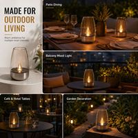 Lanterne de table solaire à flamme vacillante personnalisée OEM en gros, abat-jour transparent pour patio, jardin, décoration extérieure, bougie LED sans flamme