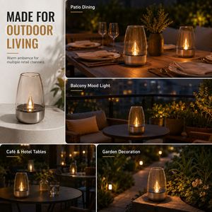 Lanterne de table solaire à flamme vacillante personnalisée OEM en gros, abat-jour transparent <span class=keywords><strong>pour</strong></span> patio, jardin, décoration extérieure, <span class=keywords><strong>bougie</strong></span> <span class=keywords><strong>LED</strong></span> sans flamme - Product Image 3