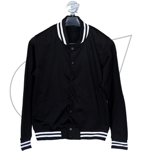 เสื้อแจ็คเก็ตวาร์ซิตี้สีดำสำหรับผู้ชาย คอตั้ง แขนยาว ทรงปกติ สไตล์ลำลอง ผ้าขนสัตว์/โพลีเอสเตอร์ กันลม เหมาะสำหรับใส่ในฤดูหนาว - Product Image 1