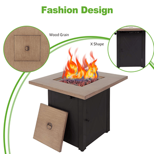Mesa de fogata de gas para exteriores de grano de madera biónica de 28 pulgadas 48.000 BTU ETL certificado propano Patio Fireable para jardín trasero - Product Image 6