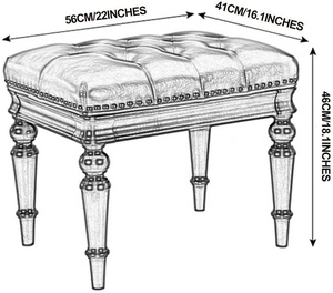 เก้าอี้สตูลหนัง PU ออตโตมันพร้อมขาไม้แกะสลักสำหรับห้องนั่งเล่น - Product Image 3