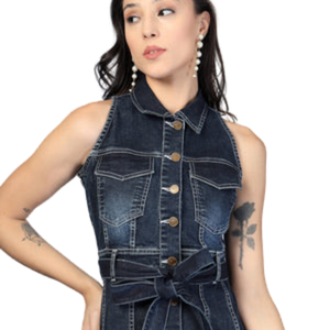 Vestido Midi Vaquero de Primera Calidad para Mujer, Estilo Casual para Uso Diario, Proveedor de Fábrica OEM ODM - Product Image 4