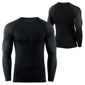 Camiseta de Compresión de Manga Larga para Hombre, Diseño Hexagonal Negro, Secado Rápido, Ropa de Entrenamiento - Product Image 1