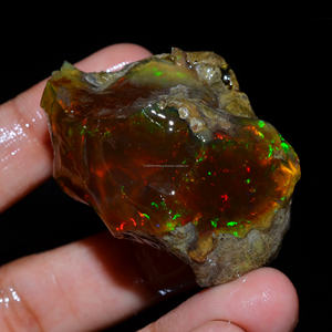โอปอลเอธิโอเปียแบบหยาบ 2 ชิ้น คุณภาพเยี่ยม เกรดพรีเมียม 100% ธรรมชาติ แบบ Welo Fire Oily สำหรับทำเครื่องประดับ - Product Image 2