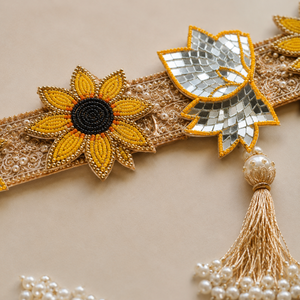 Handmade Sunflower Lotus Door Toran Mirror Work Pearl Tassel Hanging Diwali Puja <b>Wedding</b> Entrance Home Decor Gift Traditional - Product Image 4
