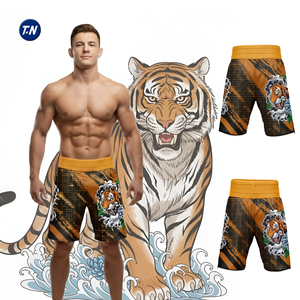 กางเกงขาสั้น MMA ลำลองสำหรับผู้ชาย ระบายอากาศได้ดี กันลม เป็นมิตรกับสิ่งแวดล้อม แห้งเร็ว กันน้ำ ไม่ยับ ผลิตจากผ้าสแปนเด็กซ์/โพลีเอสเตอร์ เอวยางยืดระดับกลาง - Product Image 1