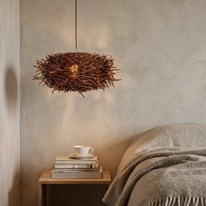 Rustic Birds Nest Banana Fiber Hanging Lamp Natural <b>Branch</b> Pendant <b>Light</b> Woven Twig Chandelier Lantern For Resort Hotel Cafe - Product Image 6