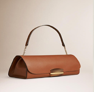 Refined tan leather <b>shoulder</b> <b>bag</b> with <b>white</b> stitching and a rectangular gold clasp. Available at wholesale prices. - Product Image 5