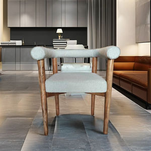 AURA FABRIC MODERN NORDIC CURVE COMFORTABLE SWIVEL UPHOLSTERED <b>ARM</b> <b>CHAIR</b> <b>with</b> OAK FRAME - Product Image 2