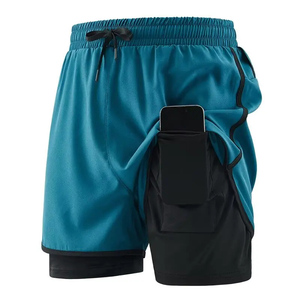 Pantalones Cortos Deportivos Unisex de Secado Rápido con Cordón Ajustable, Bolsillo para Teléfono y Forro Interior, Color Verde Azulado, para Hombre, 2026 - Product Image 1