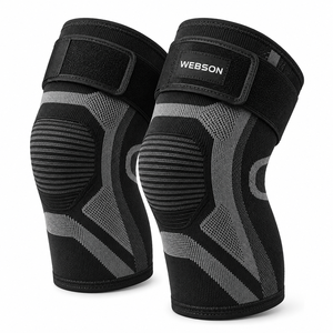 WABSON SPORT Unisex Knee Support Black Green Stitching Adjustable Hook Loop Closure Breathable Professional Protection - Product Image 4