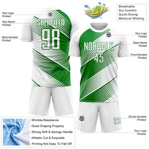 Conjuntos de Uniformes de Fútbol Sublimados Personalizados, Camisetas de Fútbol Transpirables Verdes y Blancas para Equipos Juveniles, Hombres y Profesionales - Product Image 6