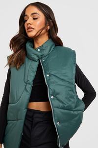 Chaleco de otoño elegante para mujer, detalle de edredón de gran tamaño, chaqueta de carcasa suave, poliéster 100%, ultraligero con relleno de algodón - Product Image 3