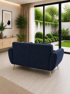 Canapé Minimaliste Moderne Émeraude 221 ROMA, Ensemble de 2 Places Bleu Marine, pour Salon, Appartement, Hôtel, Tissu Personnalisé Écologique, Forme Carrée - Product Image 3