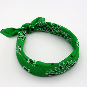 Green Cotton Bandana <b>Square</b> <b>Scarf</b> Digital Printed Paisley Pattern Multifunctional Casual Style Four Seasons Use Breathable - Product Image 1
