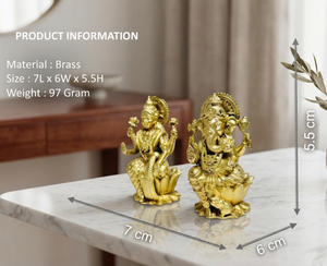 พระพุทธรูปพระลักษมีพระไคปีชรูปดอกบัวยาว ชุบทองเหลืองแท้จาก Jaipur Metals |   ทองเหลืองแท้ 100% |   7 x 6 x 5.5 ซม. |   97 กรัม |   พูจา, ของตกแต่งบ้านและของขวัญ - Product Image 3