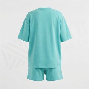 Women's 2 Piece <b>Knitted</b> Solid Color Loose Fit Short Sleeve T Shirt and Above Knee Shorts <b>Set</b> Crew Neck Casual Wear Spring Summer - Product Image 2
