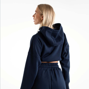 Hoodies courts décontractés et élégants en polaire épaisse et chaude pour l'hiver, avec cordon de serrage ajustable à la taille, qualité supérieure - Product Image 4