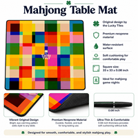 Tapis de Mahjong Original Color Block 33'' en Néoprène Premium Résistant à l'Eau Pliable Personnalisable OEM Cadeau Soirée Jeux Poker