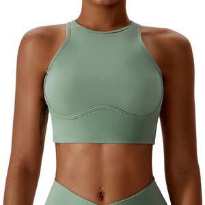 Soutien-gorge de sport rembourré amovible réversible pour femmes Soutiens-gorge de fitness push-up sans couture respirants pour la course à pied Style simple - Product Image 1
