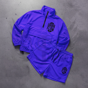 New Arrived <b>mens</b> Nylon 2 Pcs Tracksuit Custom Logo Windbreaker Cropped Zipper <b>Jacket</b> and Shorts Color Block Ladies <b>Track</b> Set - Product Image 3